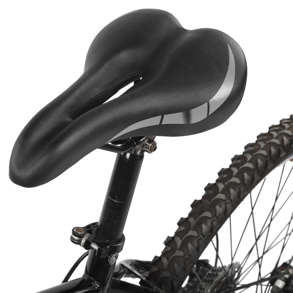 PU Leather Hollow Bicycle Saddle Folding Breathable Mountain Bike Cycling Seat CushionBlack