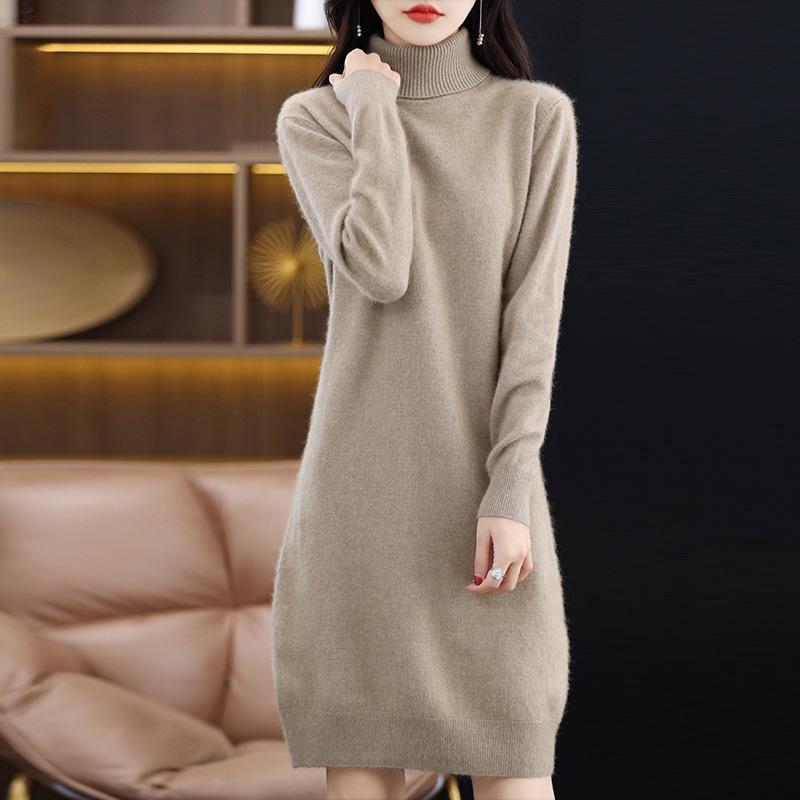 Women's Mink Velvet High Neck Knit Dress