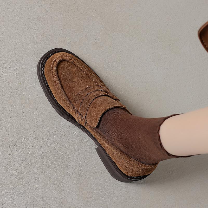 Fashion NEW Autumn/Spring Women Loafers Genuine Leather Shoes for Women Round Toe Chunky Heel Women Pumps Platform Shoes