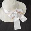 Elegant Women's Sun Hat with Bow & Faux Pearl Accents - Breathable, Wide Brim Straw Bucket Cap for Summer