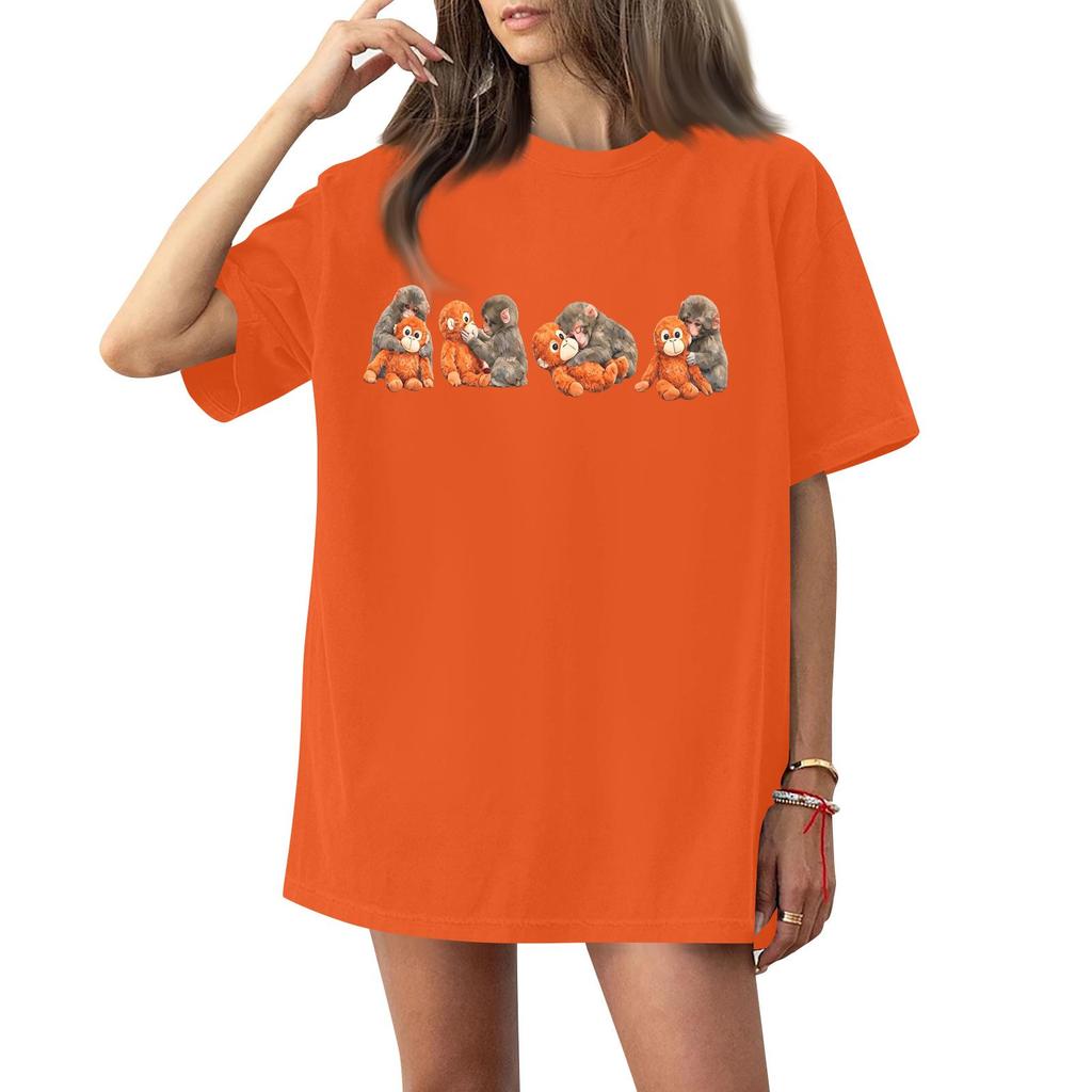 Dam T-shirt med tryck och rund hals och korta ärmar
