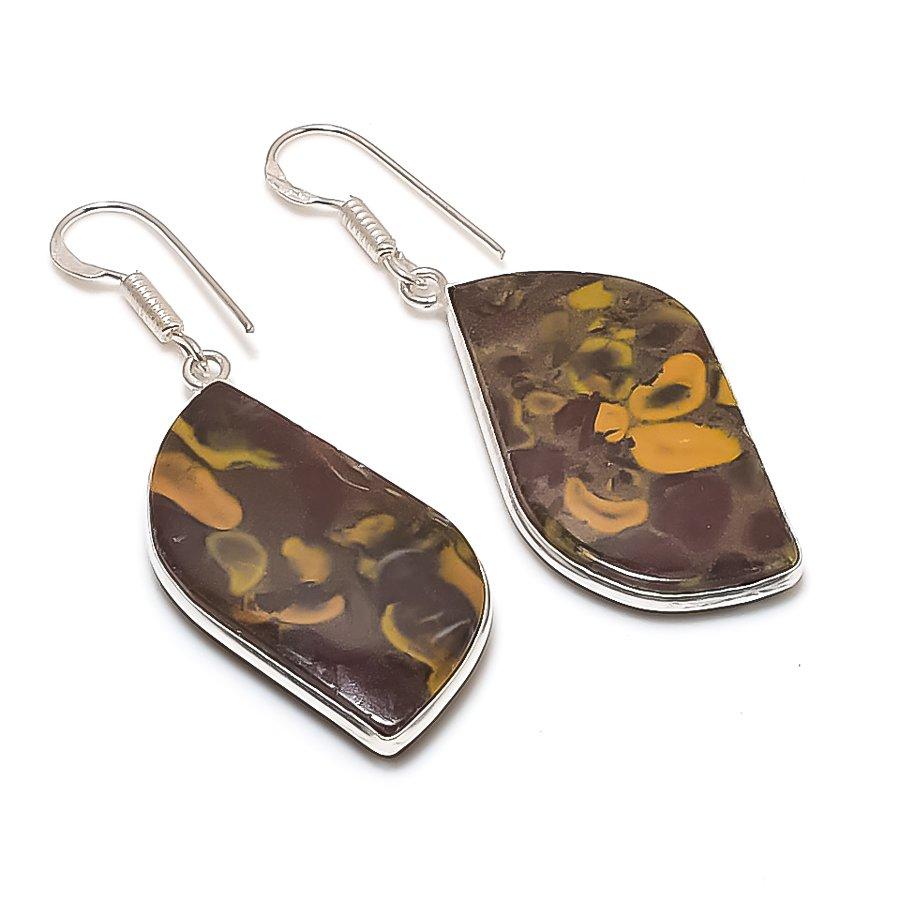 Natural Fruit Jasper Gemstone 925 Sterling Silver Jewelry Earring 1.97  AE-12188