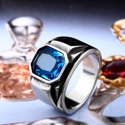 2025 Gemstone Set Ring Vintage Men's Fashion Ring Hand Accessories