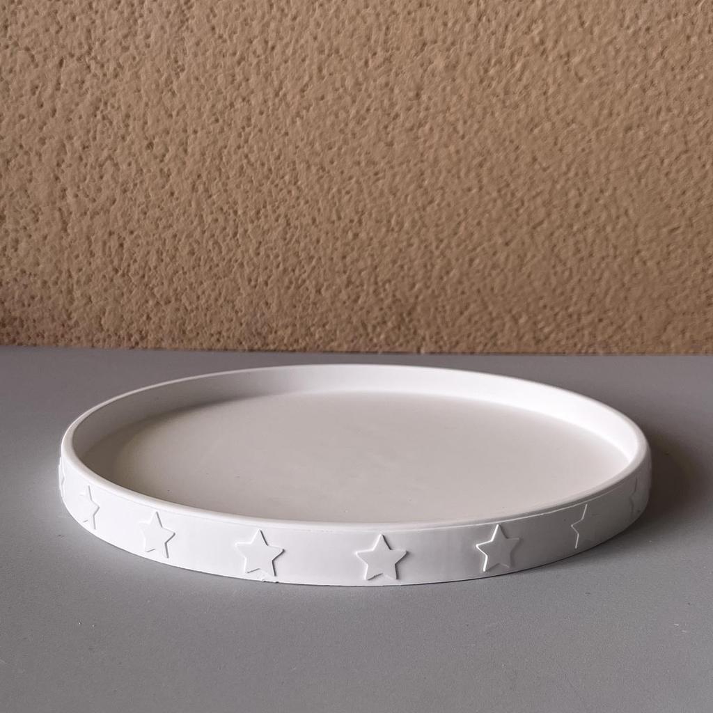 Christmas Tray Plaster Mould Decorative Silicone Craft Mould Round Tray Mold White Pentagram Silicone Mould For Crafting Diy