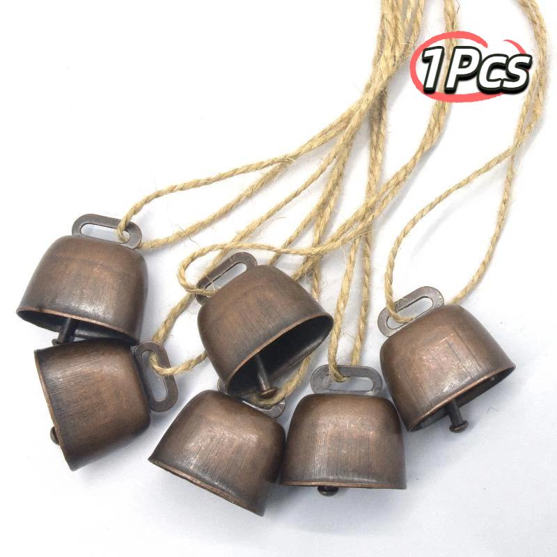 

1Pcs Cow And Sheep Bells Pet Copper Bells Christmas Decoration Jingle Bells With Hemp Rope Loud Bells Xmas Hanging Ornament