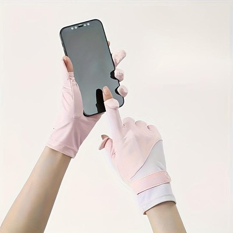 Sun Protection Gloves Breathable Sunscreen Ice Silk Cycling Gloves Anti-UV Anti-Slip Two Finger Flip Top Women Riding Gloves