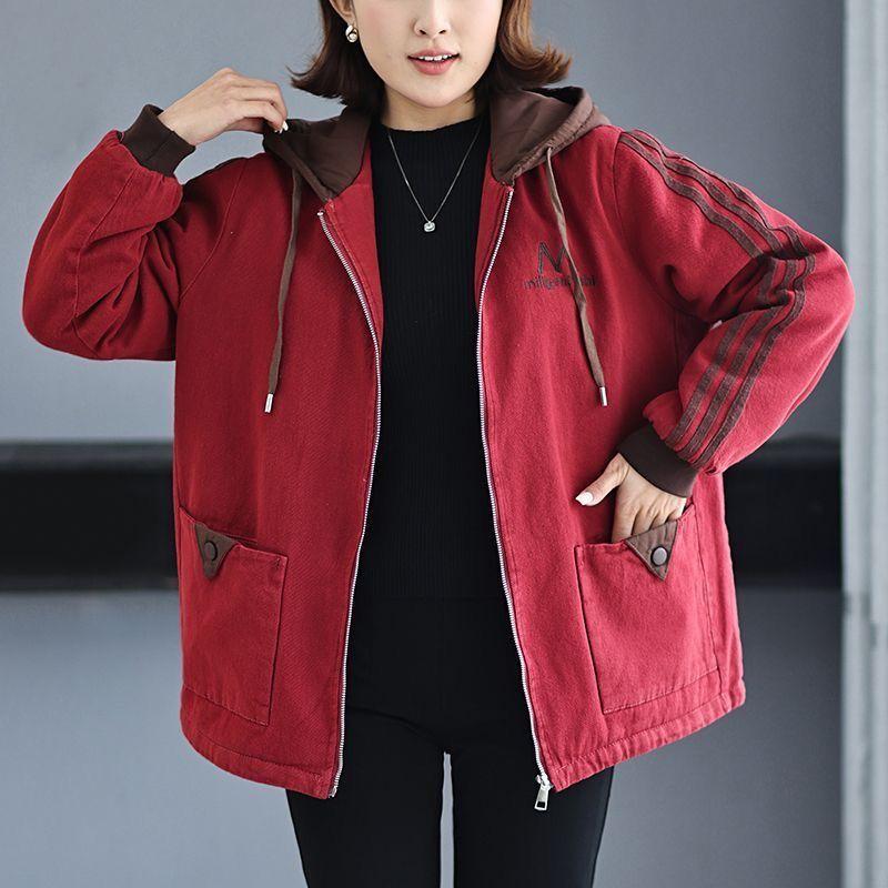 

Вельветовый женский осенне-зимний новый свободный худи большого размера для мам, утолщенная куртка 6XL