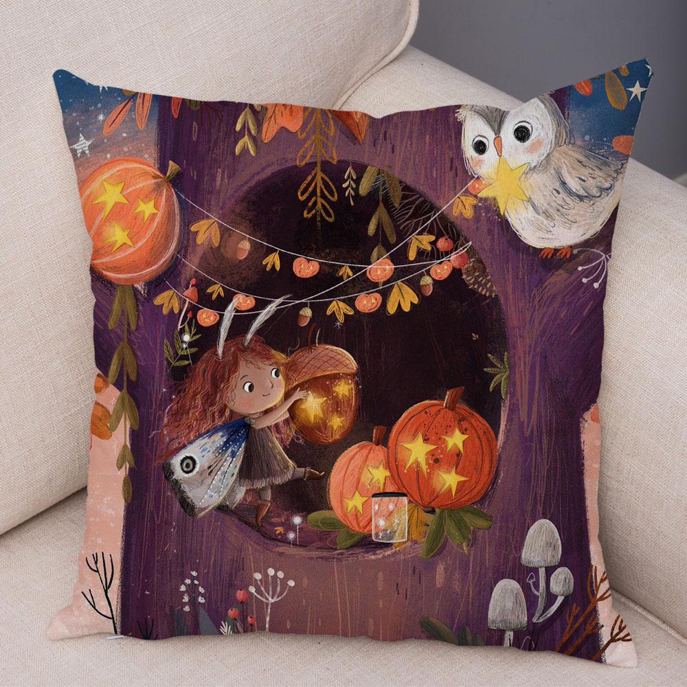 Super Soft Plush Pillow Case for Sofa Home Watercolor Cartoon Girl Cushion Cover Decor Fairy Tale World Lovely Child Pillowcase