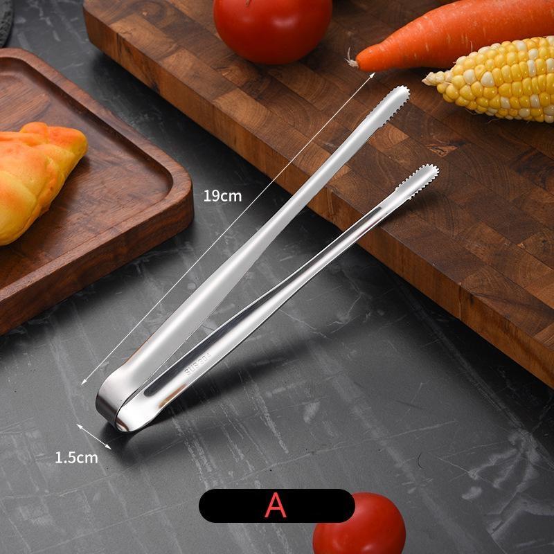 1Pc New Stainless Steel Grill Tongs Cooking Utensils for BBQ Baking Silver Kitchen Accessories Camping Supplies