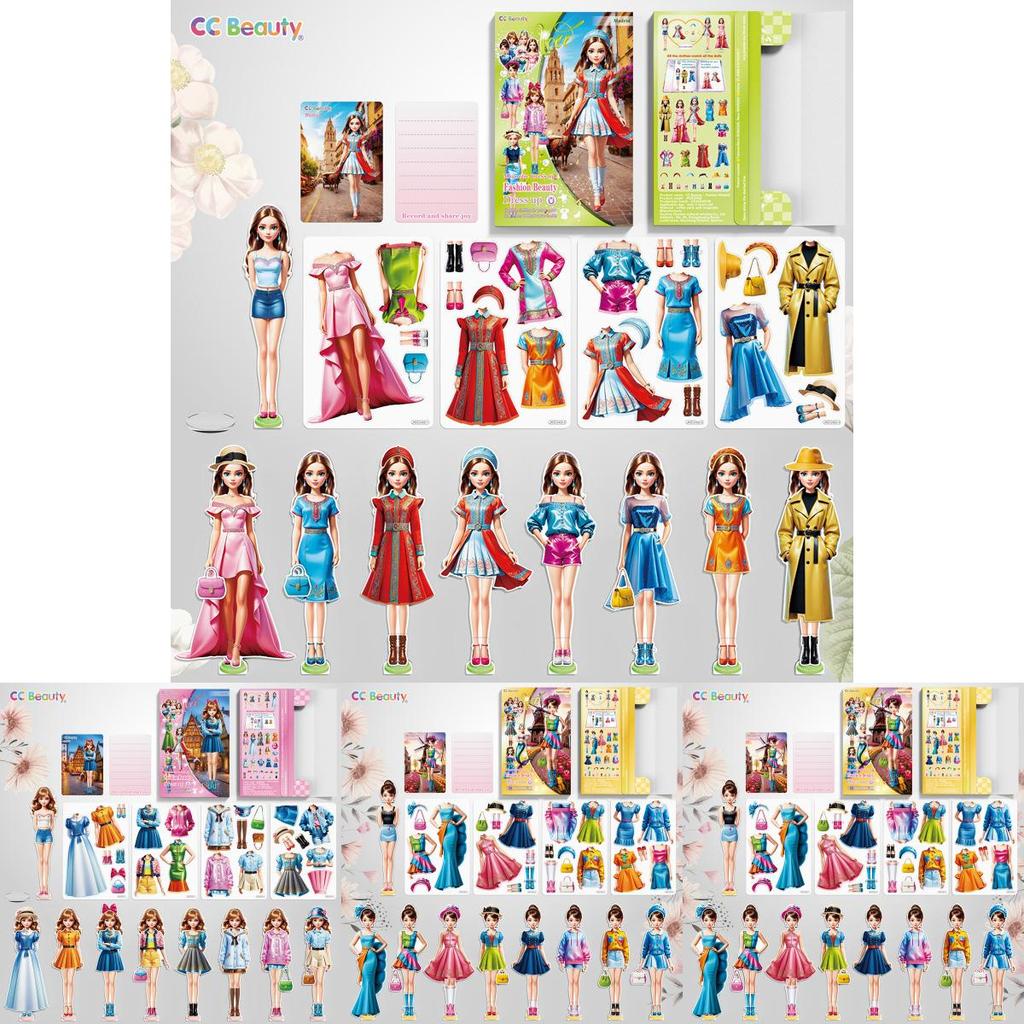 Kinder Mode Dame Magnet Anzieh Aufkleberbuch Lernspielzeug Geschenk für Mädchen