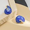Antique Blue Enamel Conch Earrings In Oil Painting Style - Chinese Retro Inspired Fashion Jewelry