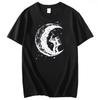 High Quality Cotton Moon Print Casual Summer Cool Short Sleeve Unisex Tshirt Loose Tshirt Male Tee Shirts Male Tee Tops