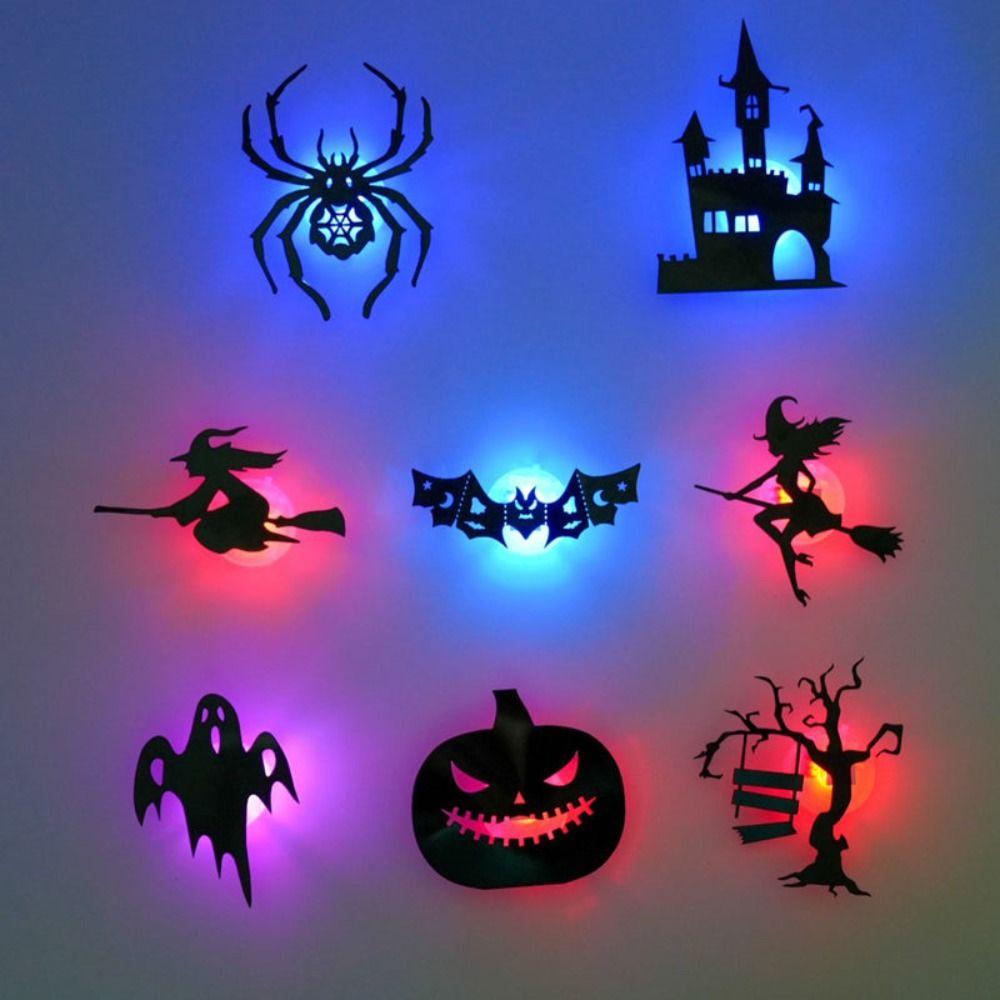 3D Effect Night Light Stickers Hollow Cutout 3D Wall Decals New Halloween Wall Stickers  Home Decor
