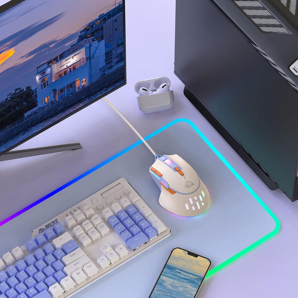 MAMBASNAKE M2 Przewodowa Mysz Gamingowa Sterownik Rejestracji Makr Mysz Optyczna Wysoka Precyzja 6 Poziomów DPI Regulowanych 9 Programowalnych Przycisków Podświetlenie RGB