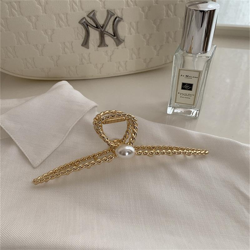 Large Pearl Metal Grab Clip Ins Wind Hairpin Back Head Disc Hair Headdress Hair Volume Shark Clip