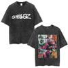 T-shirt Graphique Vintage Lavé Groupe de Rock Gorillaz Pochette d'Album Musical Hommes Femmes Hip Hop Mode T-shirt Surdimensionné Streetwear Homme