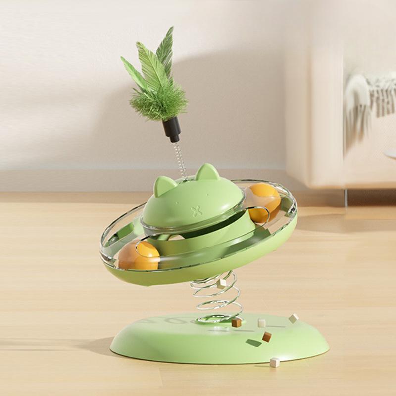 Pet Toy Rocker Spring Cat Turntable Leaking Food Cat Toy Self-pleasure Amusing Cat Play Plate