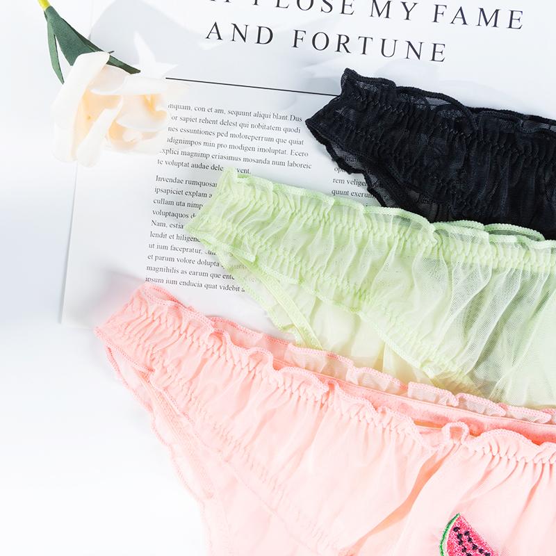 Women Summer Fashion Cute Fruit Briefs Ruffled Sexy Panties Seamless Ladies Lace Underwear