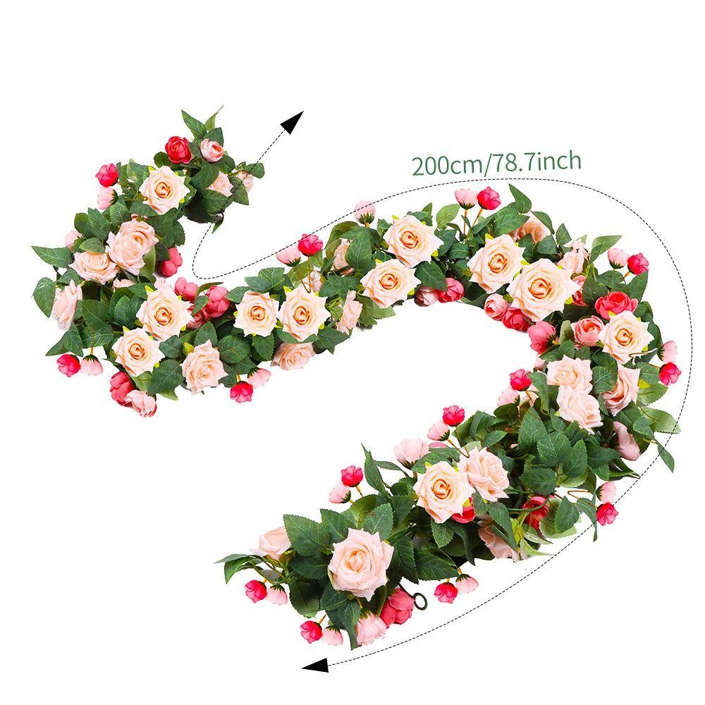 Plastic Silk Rose Flower Vine Spring Rose Wall Hanging Artificial Rose Vine  Hotel Restaurant