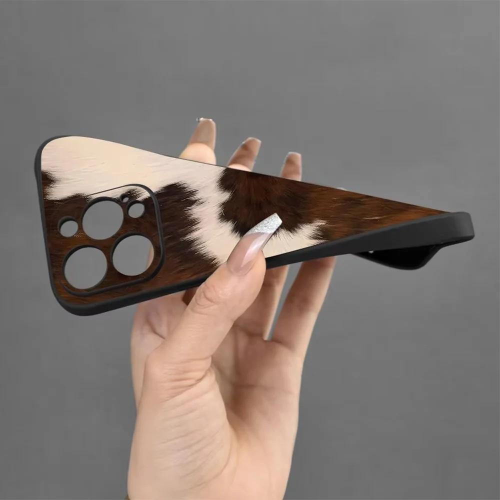 HOT Brown Cow Print Phone Case for iPhone 17 16e 16 15 14 13 12 11 Pro Max Mini X XR XSMax 8 7 6 Air Plus Soft Silicone Cover