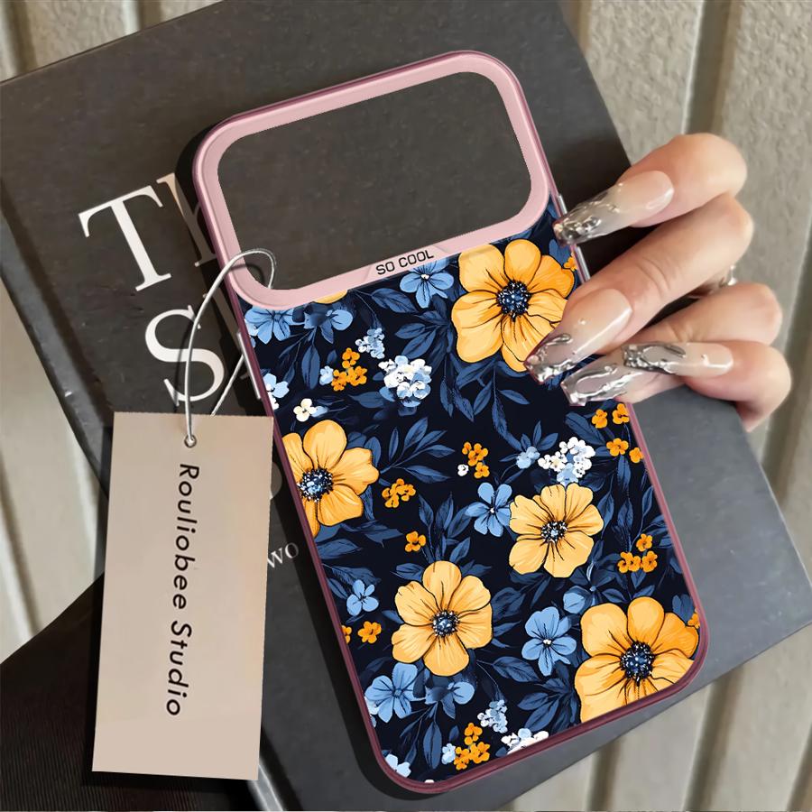 Case for iPhone 17 Pro Max 14 XS Air XR 16 15 Plus 13 Pro 12 11 Back Phone Cover Pink Flower Sea
