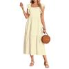 Women's Fashion Loose Fly Sleeve Square Neck Strapless Pleated Splicing Ruffle Hem Dresses
