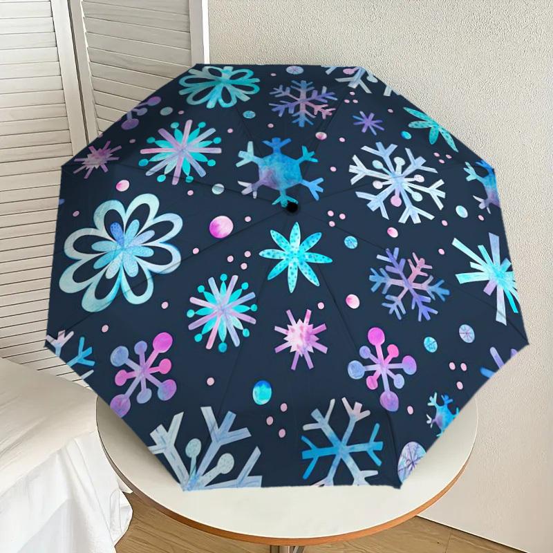 1pc Snowflake Winter Pattern Umbrella  Automatic Opening and Closing Umbrella, High Quality Umbrella, Ideal Gift for Her 187