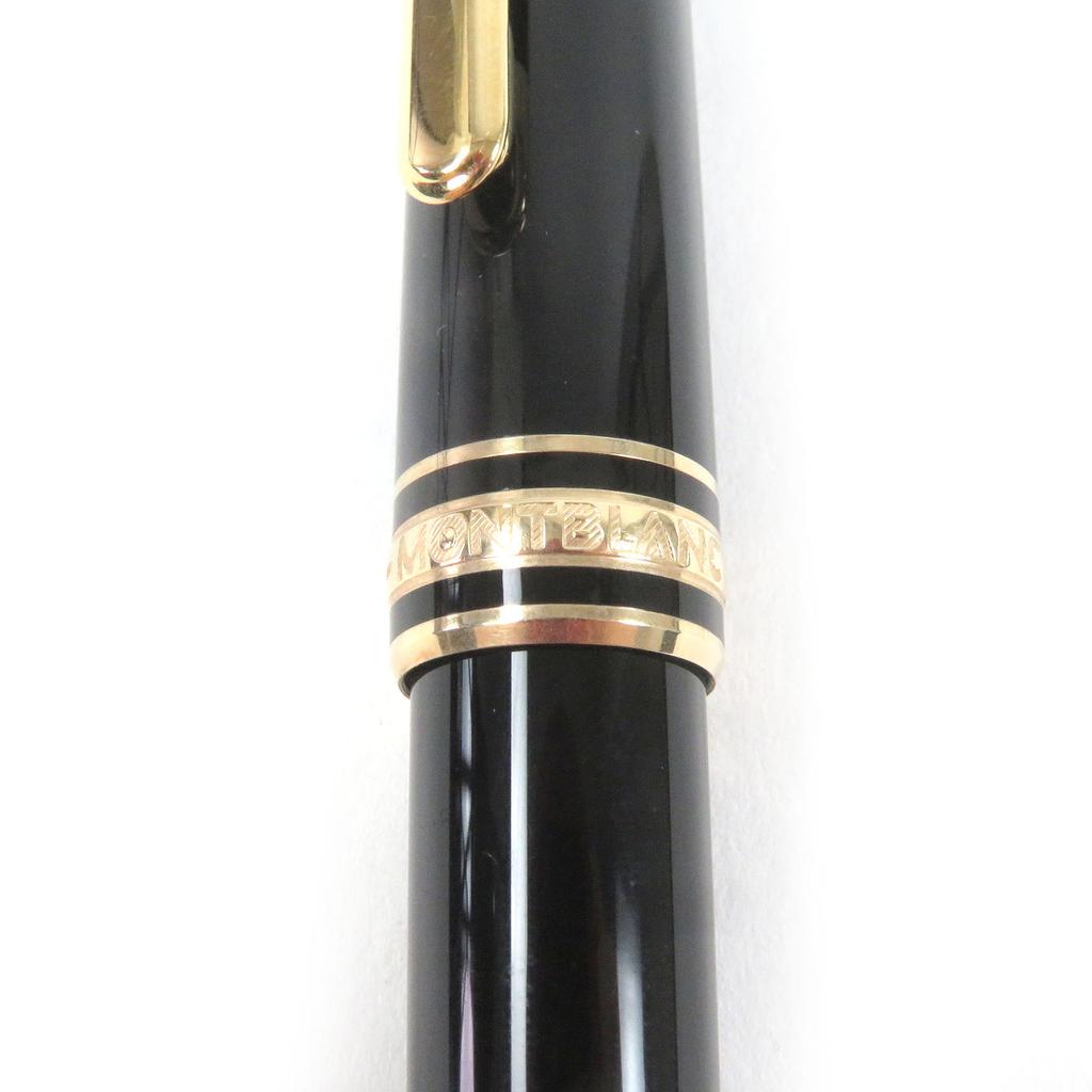 Great MONTBLANC Fountain Pen Meisterstck Classic Cap Type Black Gold 14K Mens Used