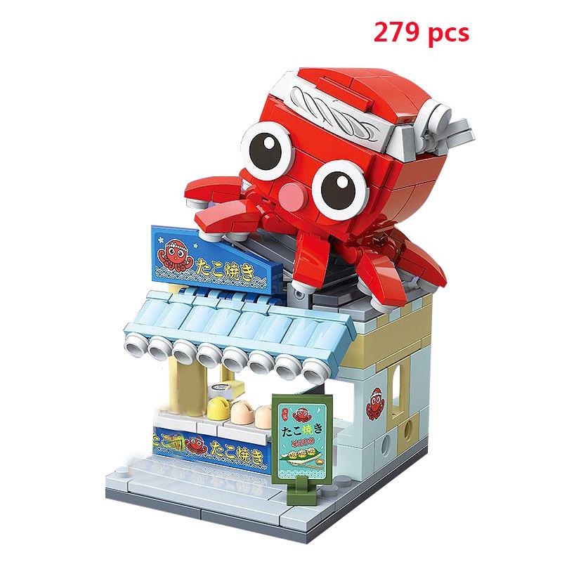 For Retail Store Architecture City Miniature Street VieBuilding Blocks House Food Shop Cafe Dinr Restaurant Model Toys