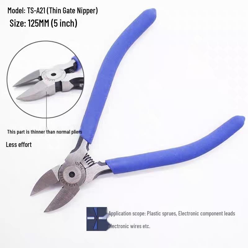 TSDETS Sprue Pliers Set: Includes 6" Side Cutting, 5" Diagonal Cutting, and 7" Wire Cutting Pliers for Plastic and Electrical Work.