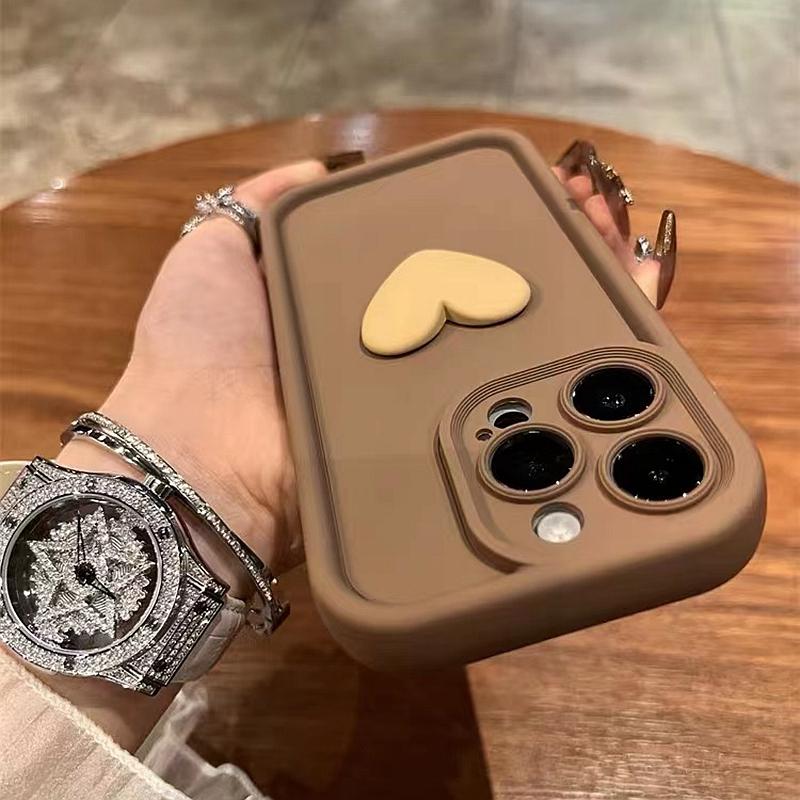 Luxury Love Heart Liquid Silicone Phone Case For iPhone 11 12 13 14 15 Pro Max Plus XS X XR Shockproof Bumper Back Cases Cover
