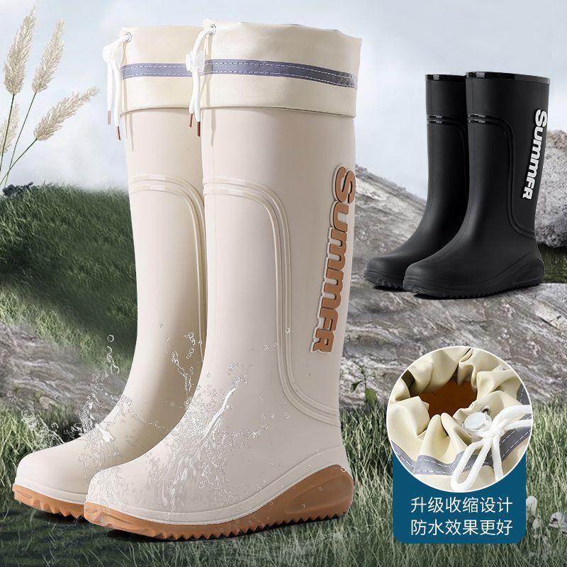 Men's Fleece Lined Waterproof Rain Boots Mid Calf Non-Slip Lightweight Outdoor Work Kitchen Delivery ShoesRubber Work Boots