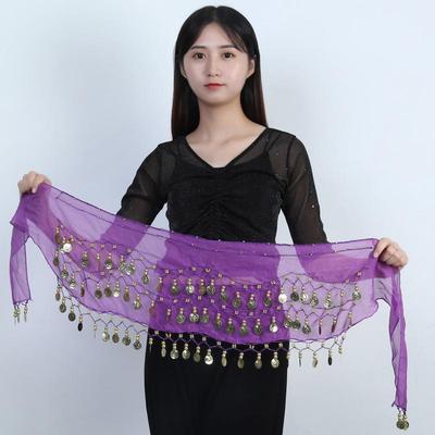 Belly Dance Coin Waist Chain - Triple-Layer Gold Belt & Hip Scarf (72/83/98/128 Coins) for Indian Dance.