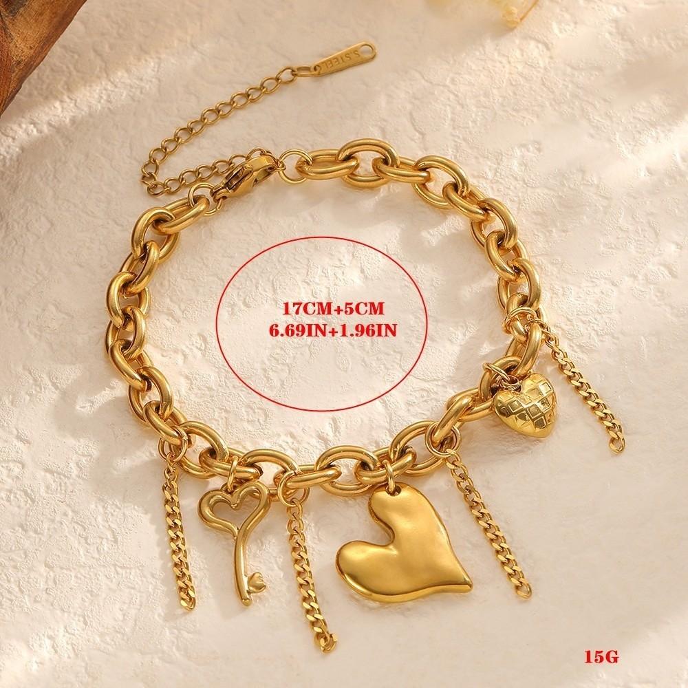 Bow Hollow Bracelet Love Heart Charm Bangle Elegant Gold Plated Bracelet  Party