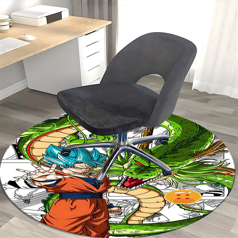 

1pc Dragon Ball Z Goku & Shenron Anime Cartoon Design Round Carpet for Office Chair Mat, NonSlip Rug Suitable for Home Decor, Living Room 80cm
