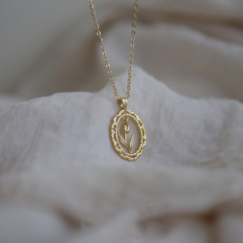 

Искусство Ретро Кружево Воротник-тюльпан Цепочка Легкая Роскошь Глянцевый Дизайн Подвески Ажурное Цветочное Ожерелье Новинка Вечеринка Ювелирные Изделия Подарок 45cm