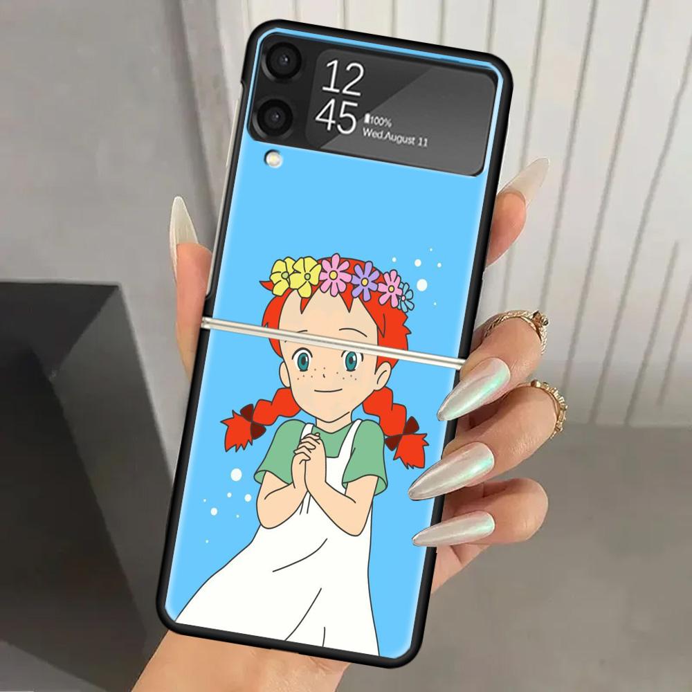 A-Anne Of Green Gables Shirley Hard PC Phone Case For Samsung Galaxy Z Flip 7 6 5 4 3 Black ZFlip7 ZFlip6 Flip5 Flip4 Flip3 5G P