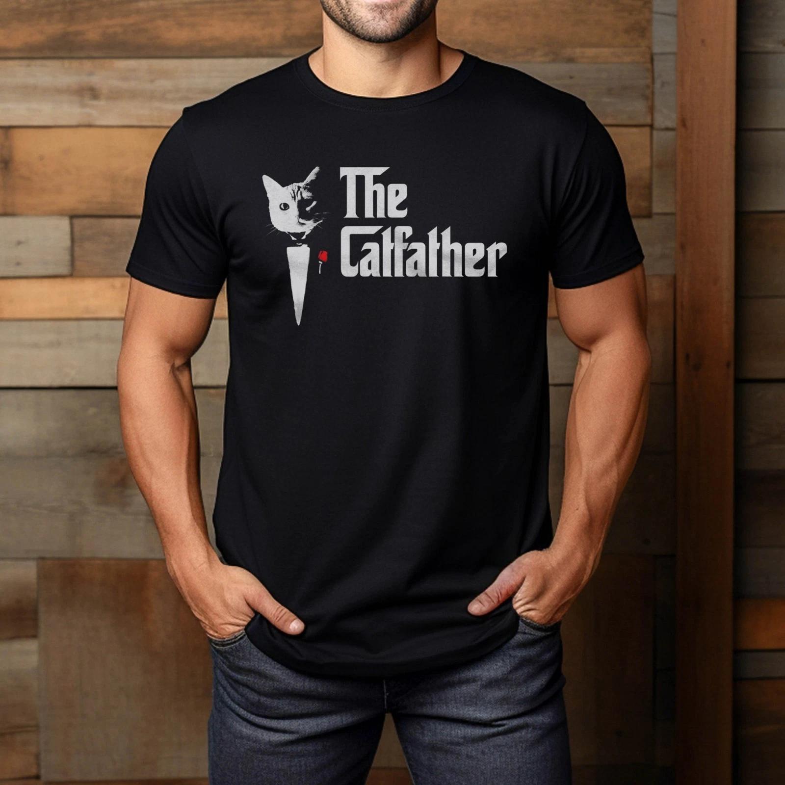 The Catfather Father Of Cats Funny Cat Dad T-Shirt 2XL