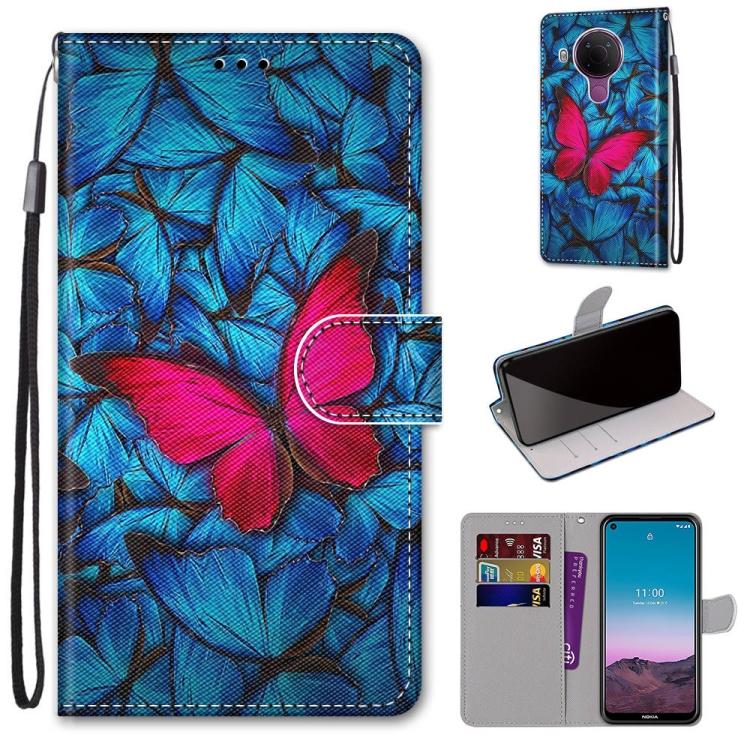 For Nokia 5.4 Coloured Drawing Cross Texture Horizontal Flip PU Leather Case with Holder & Card Slots & Wallet & Lanyard
