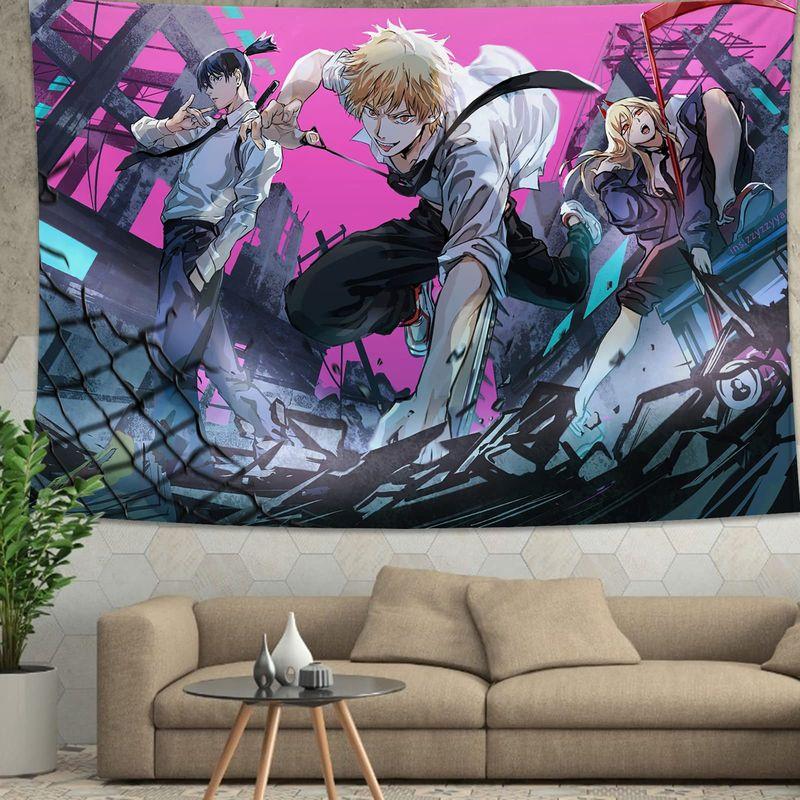 Grupa postaci z anime Gobelin ścienny Ostry manga estetyka Dekoracja ścienna Sypialnia Pokój studencki Wystrój domu