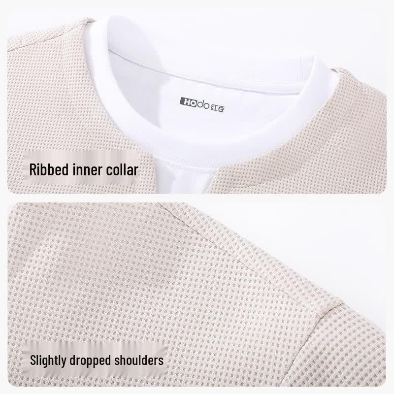 Hodo Men's Waffle Knit Faux Layer Short Sleeve T-Shirt