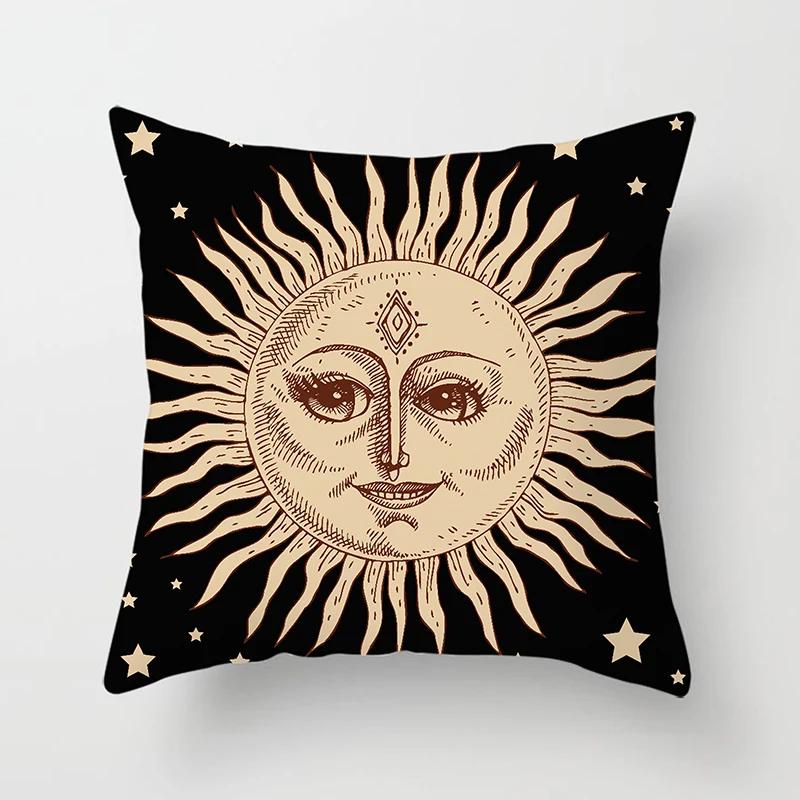 Home Decor Sun & Moon Themed Cosmic Throw Pillow Covers Pattern Cushion Cover Suitable For Sofa Bedroom Car Pillow Cover