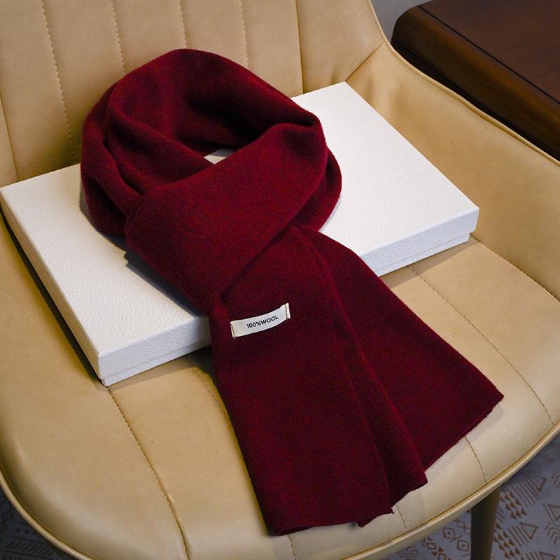 Premium Pure Wool Knitted Scarf, Versatile Red Scarf In Autumn and Winter, New Gifts for Men and Women