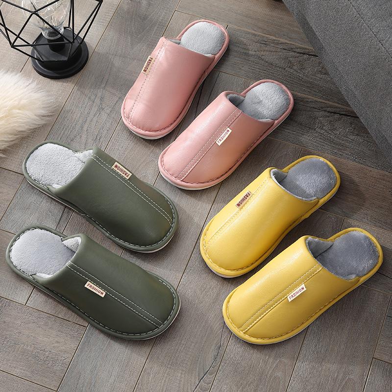 New Women's and Couple's Warm Cotton Maternity Slippers with Thick Leather Sole for Indoor and Outdoor Use.