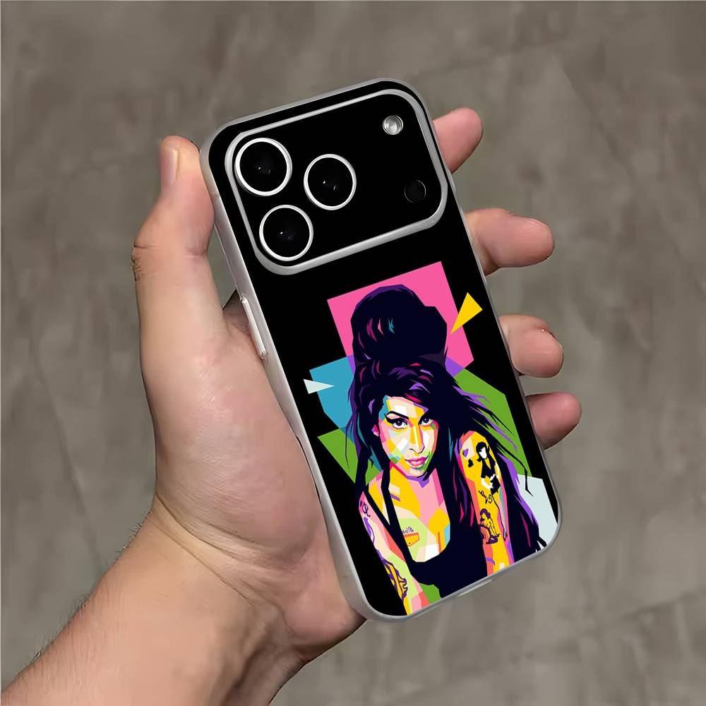 A-Amy Winehouse Singe Transparent White Phone Case For iPhone 17,16,15,14,13,12,11,Pro,Max,Plus Magnetic Wireless Charging