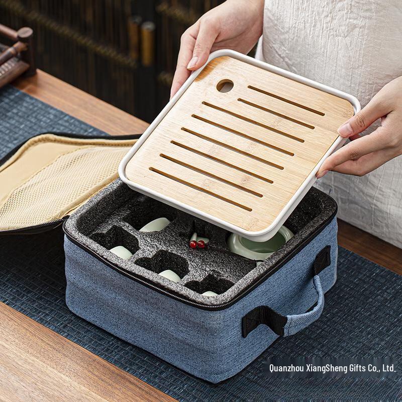 Shangqi Portable Ceramic Kung Fu Tea Set with Travel Bag