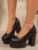 Plus Size 2025 Winter Slip-On High Heels for Women - Fashionable European & American Style
