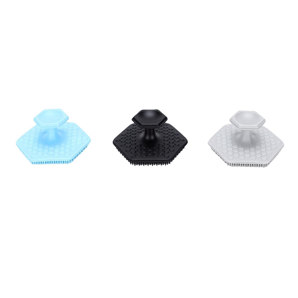 Men Silicone Face Scrubber Ergonomic Grip Portable Deep Facial Cleansing Scrubber for All Skin Types Black Blue Gray