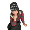 Letter Knitted Headgear Women's Autumn and Winter Versatile Face Small Wool Hat Fashion Big Head Circumference Warm Cold Hat