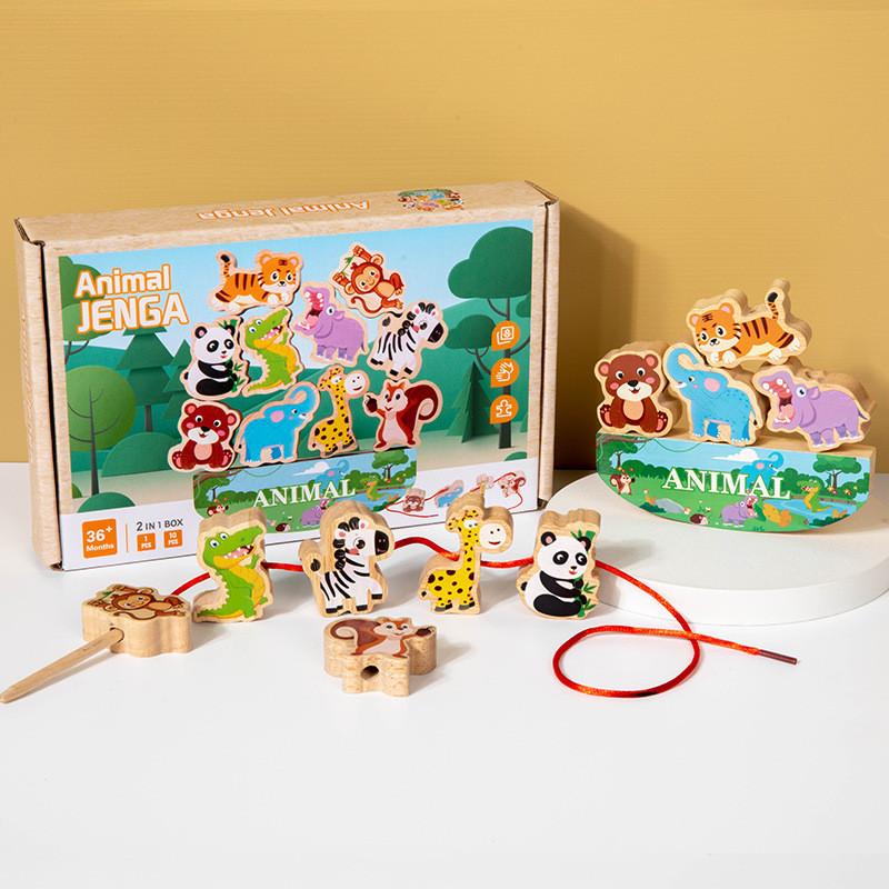 Creative Dinosaur Traffic Ocean Stacking Blocks For Kids Educational Toy Wooden Balance Game Baby Early Learning